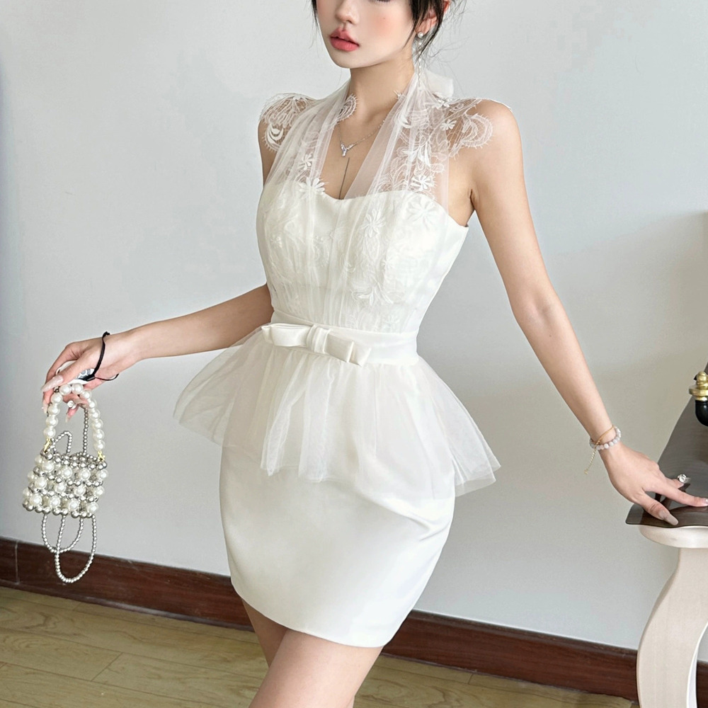 ZARA Summer Sweet Lace Patchwork Mesh Sleeveless Short Dress
